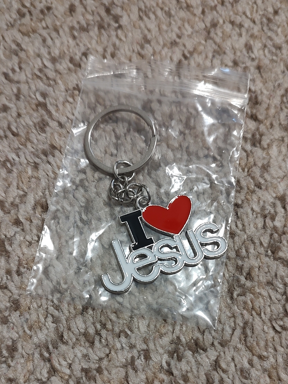 I Love Jesus Red Heart Keychain